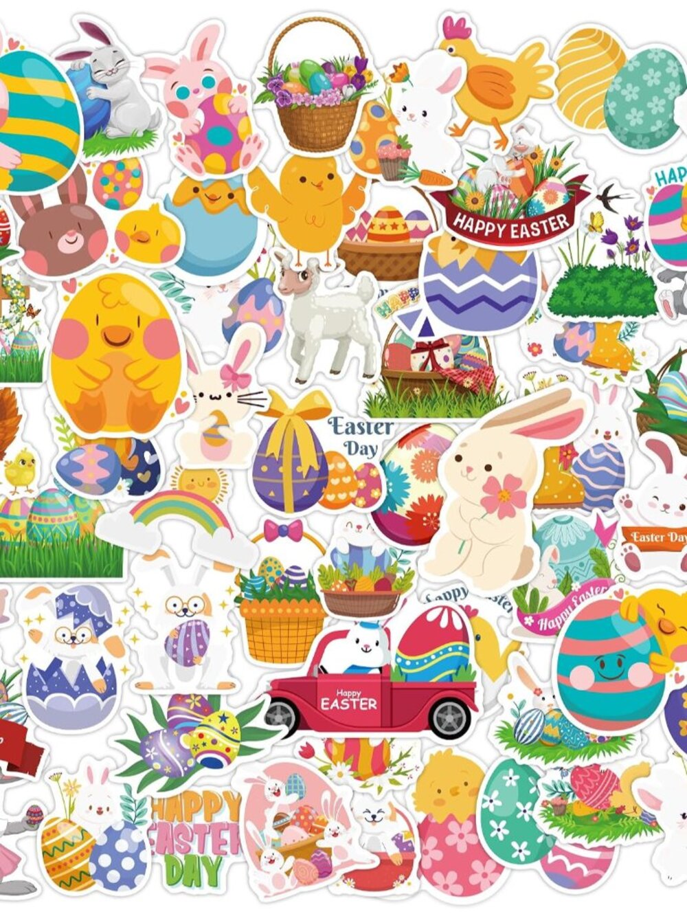 Easter Stickers | 120 PCS Egg Bunny Stickers for Kids -Easter Egg Stuffers - Vin